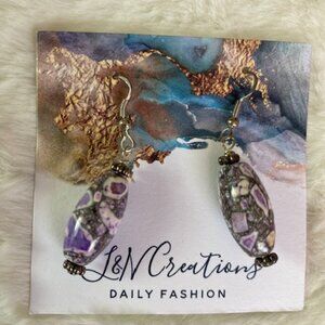 Purple and silver earings